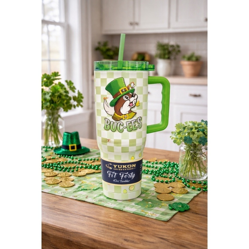Buc-ee's St Patrick's 40oz Tumbler Yukon Outfitters Fit Forty Travel Mug w/Straw